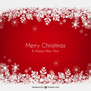 带雪花的红色圣诞背景