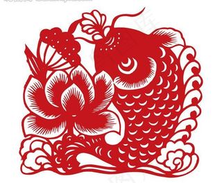传统文化卡通鱼剪纸图片