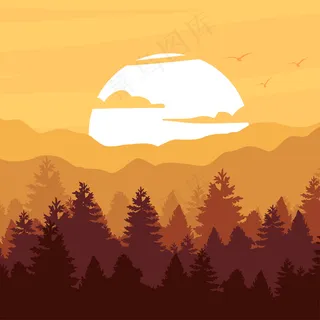 可爱森系插画海报背景AI矢量设计素...