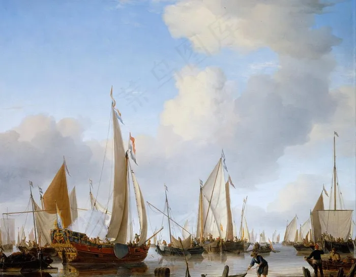 海岸油画图片
