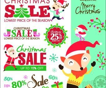 圣诞节的销售元素矢量插画