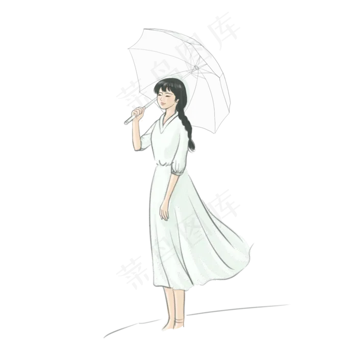 一个清秀的美女在等人免抠图
