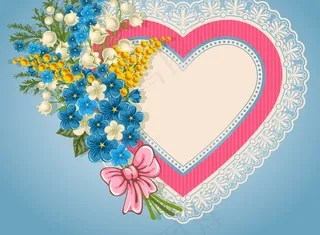 情人节花卉装饰边框矢量