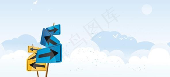 蓝天白云指示牌矢量素材图片