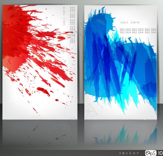 彩色泼墨背景banner条幅矢量素...