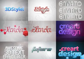 10款时尚的3D立体字PSD字体模...