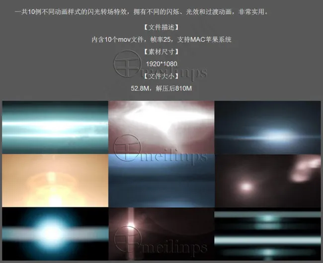 10例经典实用的闪光转场视频素材包(1024X834)