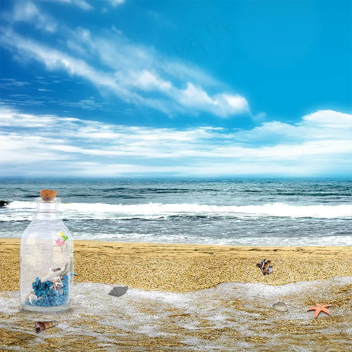 夏日沙滩背景psd模版下载