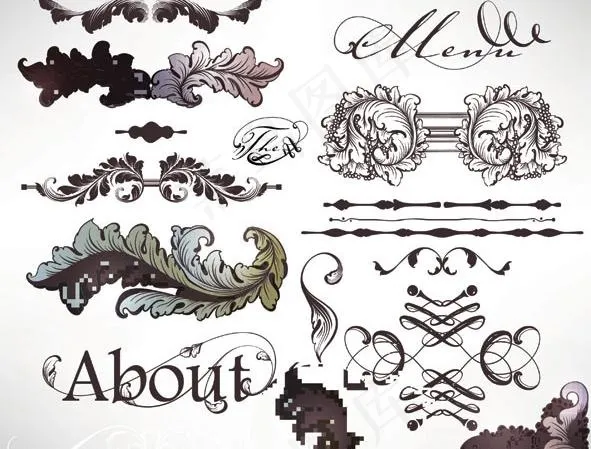 欧式花纹花边矢量素材图片eps,ai矢量模版下载