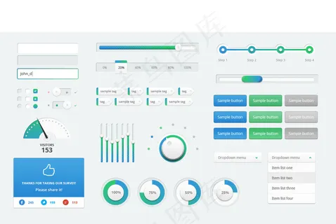 蓝绿渐变的应用UI