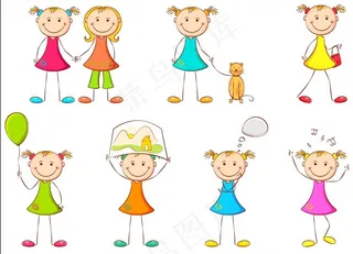可爱卡通儿童矢量素材