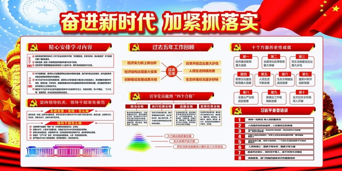 奋进新时代加紧抓落实宣传展板设计