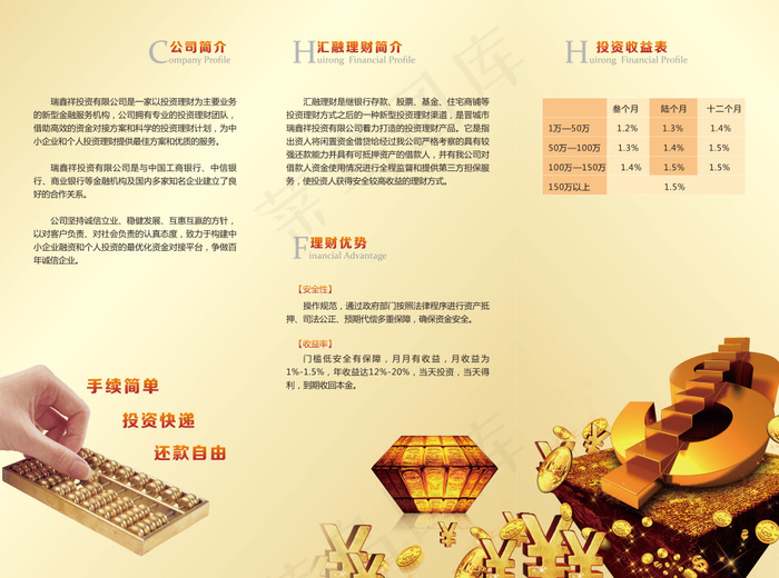 金融投资企业折页psd模版下载
