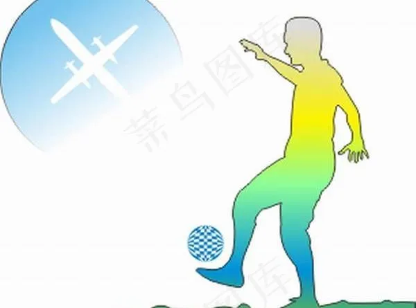 足球 踢球的人 飞机图片cdr矢量模版下载