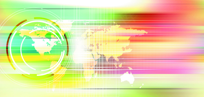 科技创意 地球 圆环 彩色光图片