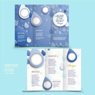 蓝色地理位置标签三折页图片