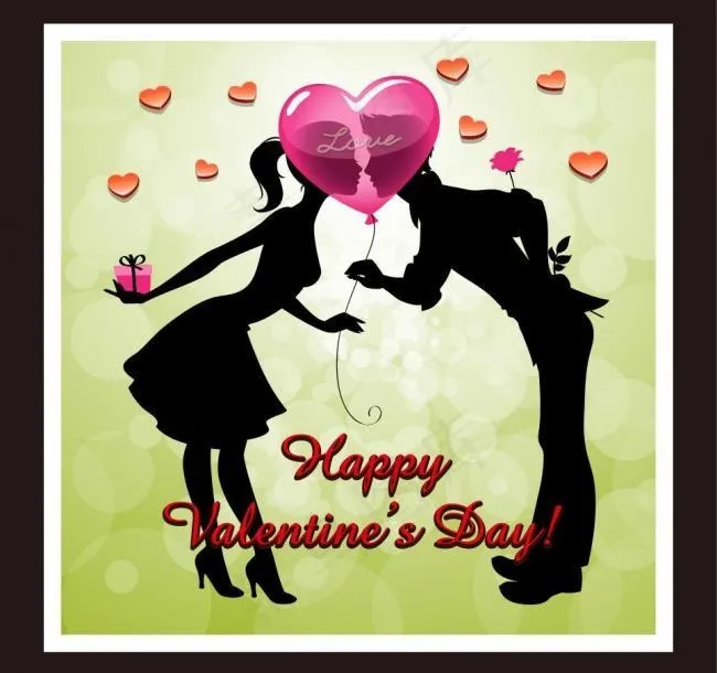 情人节卡通剪影情侣图片ai矢量模版下载