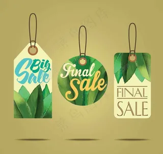 矢量树叶小吊牌设计