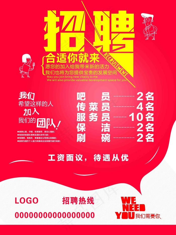 招聘海报psd模版下载