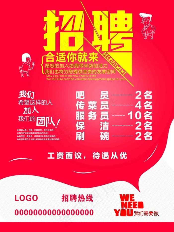 招聘海报psd模版下载
