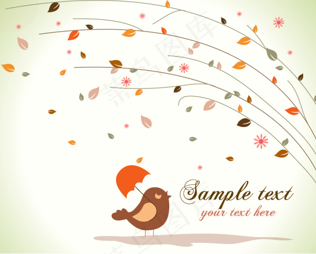 春天植物花卉矢量 小鸟