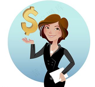 商务女郎与货币符号矢量素材图片