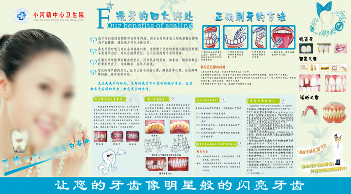 刷牙的好处正确刷牙展板psd模版下载