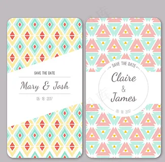 清新婚礼邀请卡矢量图图片