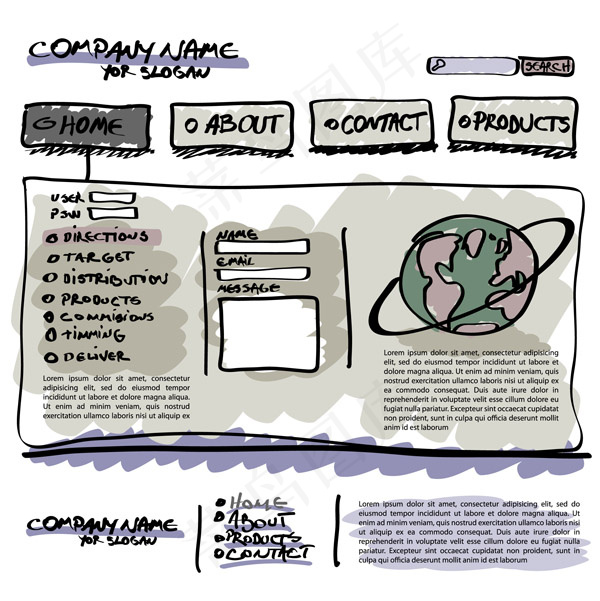 网页设计手绘插图矢量素材