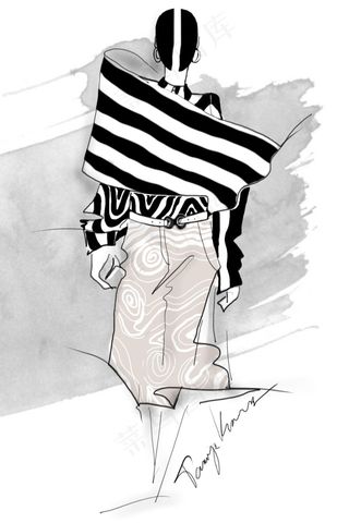黑白条纹女装设计图