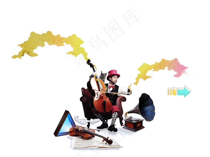 音乐家拉大提琴小提琴psd源文件psd模版下载