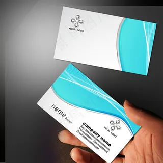 蓝色简洁 个人通用名片PSD模版下...