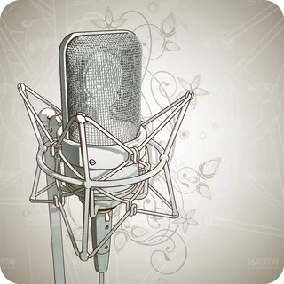 精美麦克风与潮流背景矢量素材