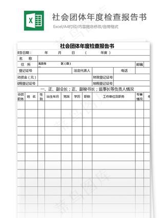 社会团体年度检查报告书表格