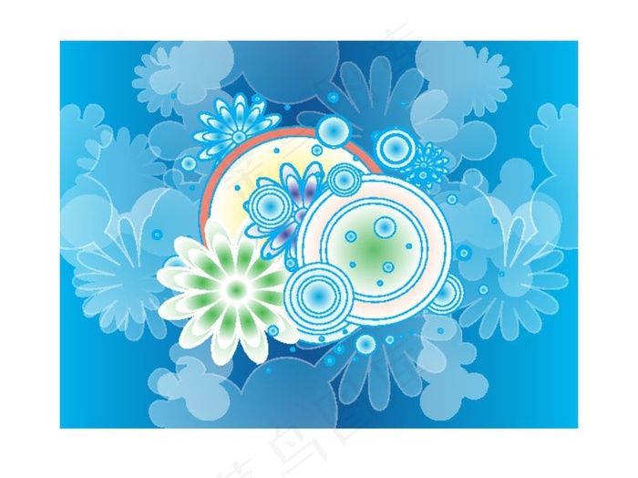 蓝色花朵背景矢量图素材ai矢量模版下载