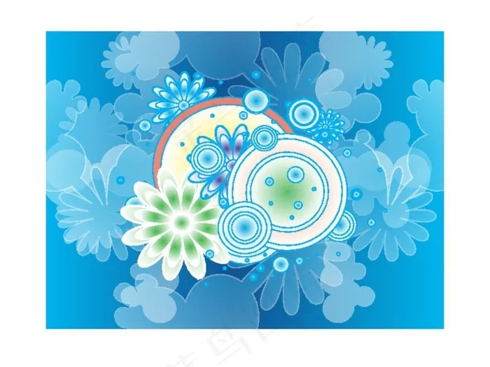 蓝色花朵背景矢量图素材ai矢量模版下载