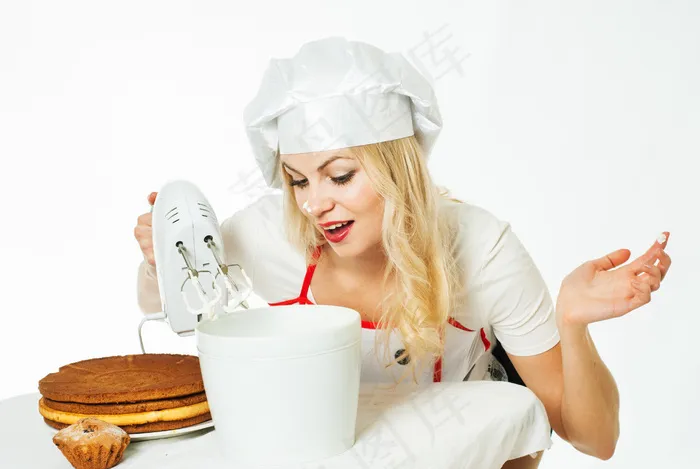 厨师装扮的大人小孩烹饪美食健康家庭情侣亲子素材