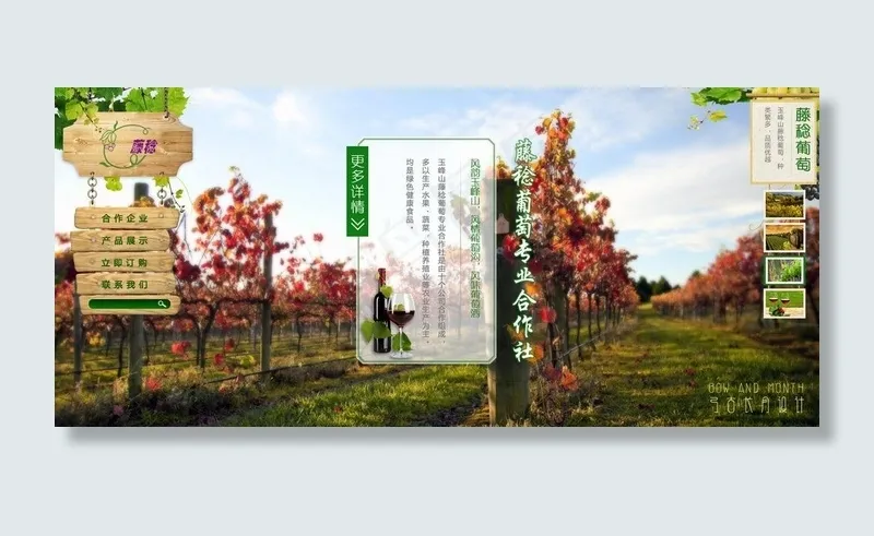 原创葡萄园林网页设计图片psd模版下载