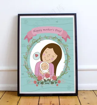 母亲节清新插画海报