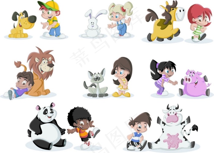 可爱的卡通儿童设计矢量素材