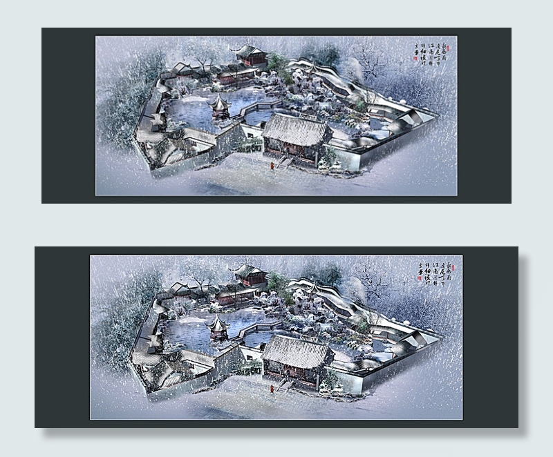 中式园林建筑效果图