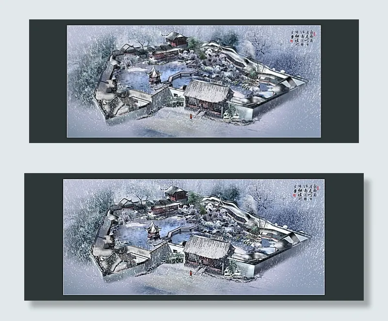 中式园林建筑效果图