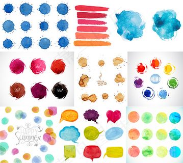 水彩墨迹元素矢量素材