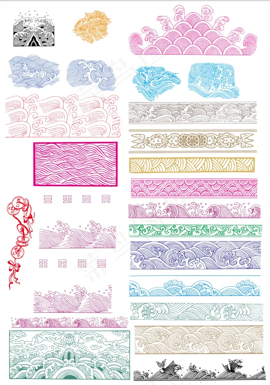 波浪花cdr矢量模版下载