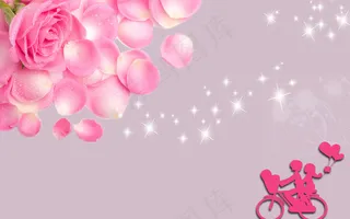 粉红玫瑰花瓣梦幻星光情侣背景墙系列