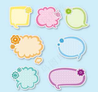 7款彩色卡通语言气泡矢量素材