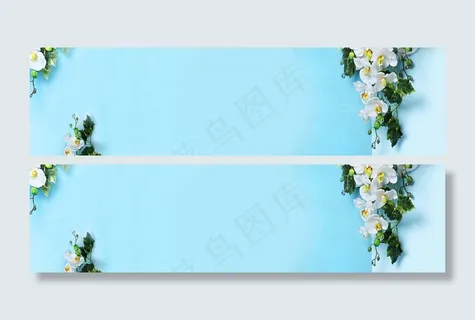 蓝色花卉春天海报背景