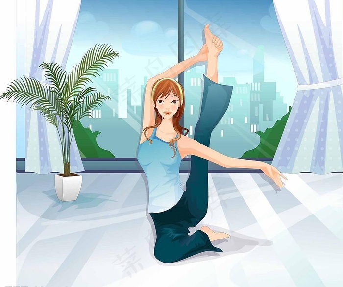 瑜伽美女图片ai矢量模版下载