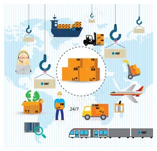 物流图标矢量插图颜色风格自由