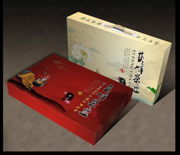艺峰茶盘包装盒（2款展开图）图片(210X297)cdr矢量模版下载